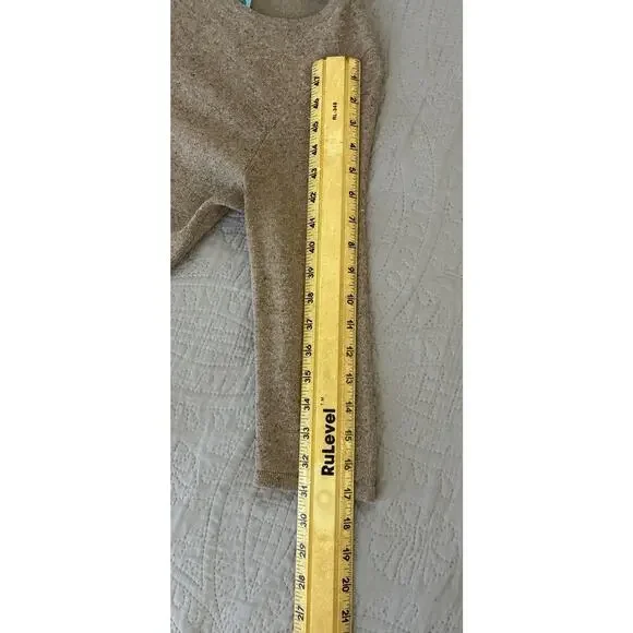 Lands End Sz XS ( 2-4) Brown Heathered wool silk blend 3/4 length slv maxi dress - Picture 8 of 10